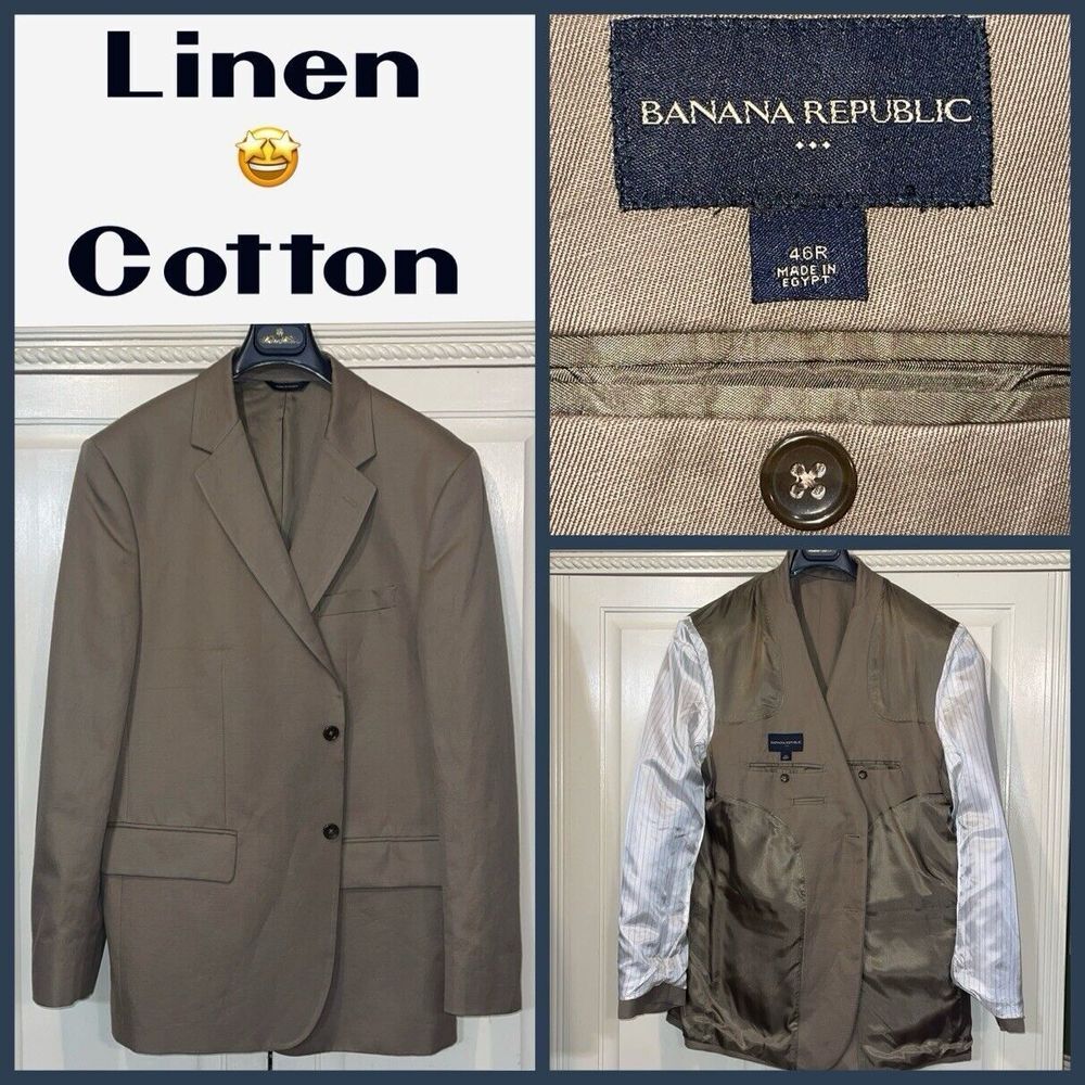 Banana Republic Blazer Men 46R Linen Blend Sport Coat Jacket‎